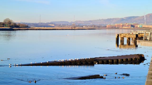 The remains of an old slipway on the Clyde once used to launch many world-famous ships.