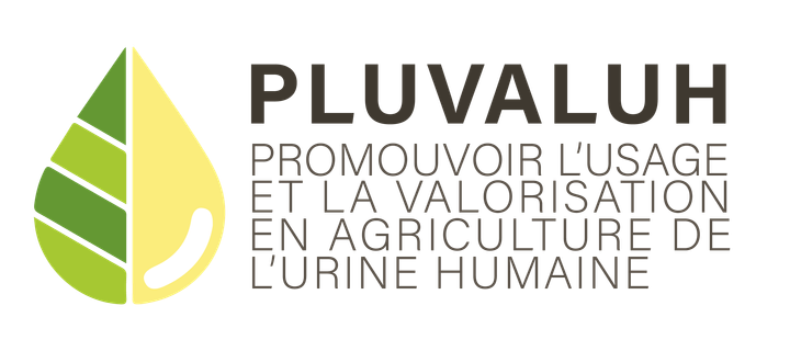 Logo de PLUVALUH : une demi-feuille verte et une demi-goutte d'urine qui se combinent pour donner la forme d'une goutte complète stylisée