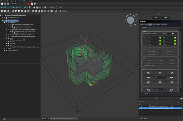 Screenshot of FreeCAD 1.0 app, showing the CAM workbench and some operations paths