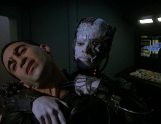 Seven of Nine assimilates an unconscious alien that invaded Voyager.