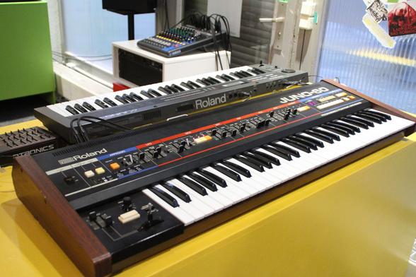 Roland Juno-60 and Alpha Juno-1 synthesizer ready for use.