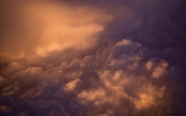 clouds, with intense sunset light on them
