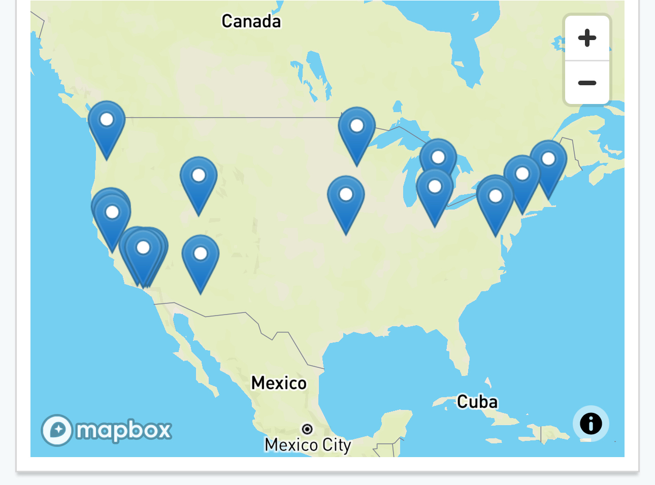 Map showing protest events