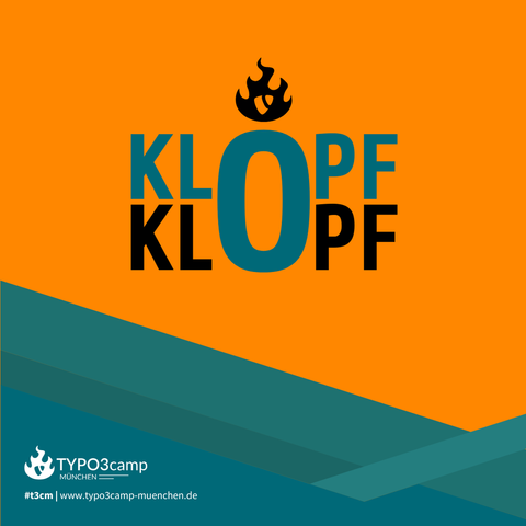 Der Text "Klopf, Klopf" wird auf dem Bild in moderner Schrift dargestellt.