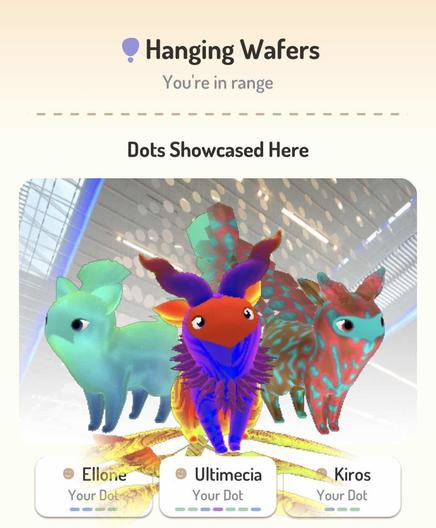 Three of my dots: Ellone, Ultimecia, and Kiros placed at a habitat called Hanging Wafers.