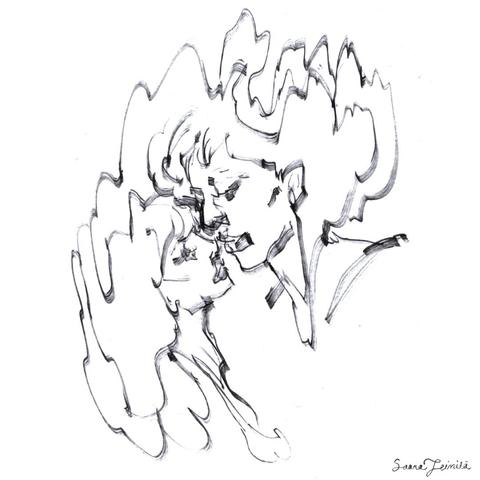 A minimalistic ink drawing with calligraphy pen depicting two people being affectionate