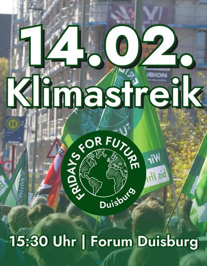 14.02.25
Klimastreik
Fridaysforfuture Duisburg
15:30 Uhr
Forum