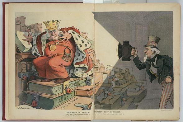 Dessin d'époque sur l'antitrust