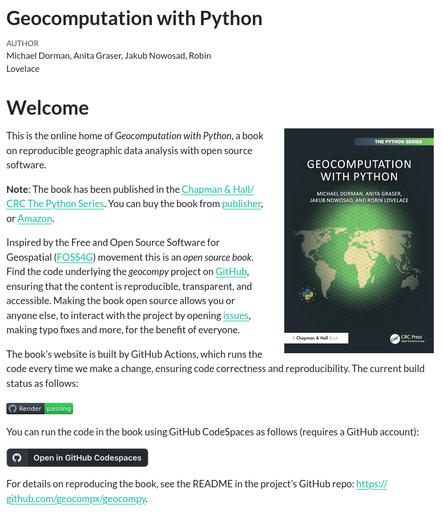 A screenshot of the book's website