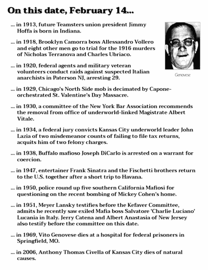 Collection of crime history items from February 14.