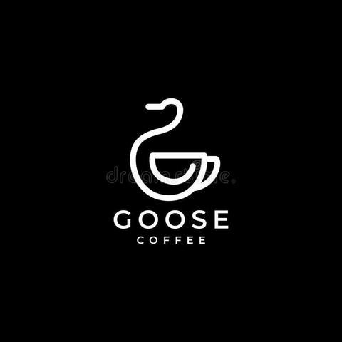 Black background, white logo goose coffee