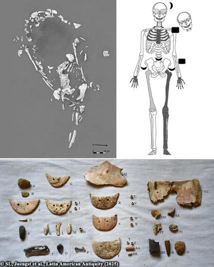 Remains of dismembered pregnant woman in Ecuador may have been sacrificed to thwart El Niño

In Ecuador, archaeologists have unearthed the remains of a young pregnant woman in a burial that seems to suggest she was sacrificed over one millennium ago. At Buen Suceso on the Ecuadorian coast, the burial site dates back to the Manteño period (CE 650-1532) and contains unique artifacts and signs of violent death, leading experts to reevaluate ritual practices of the time...