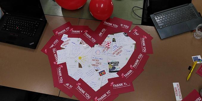 heart made of all the postcards we wrote for free software day.