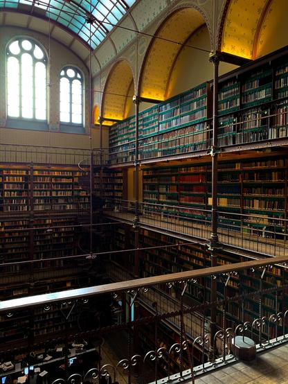 Picture shows the gigantic library in the Rijksmuseum in Amsterdam.