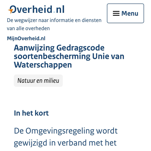 Deel van de website van de internetconsultatie over de gedragscode.