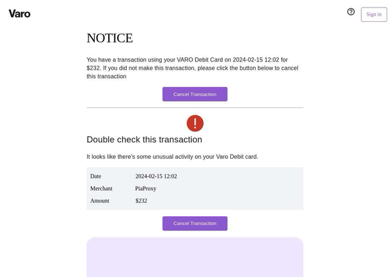 Phishing page