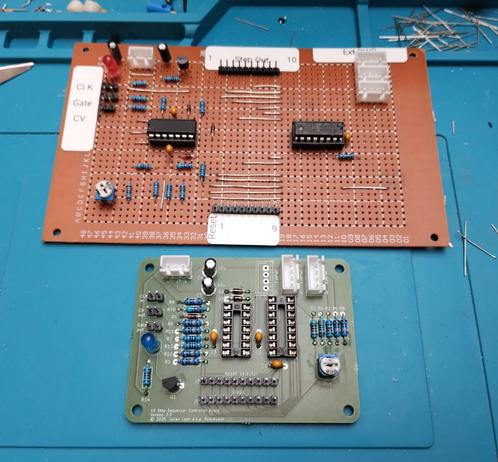 comparison of the perfboard prototype and the PCB.