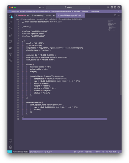 a device tree config for lg-h870
