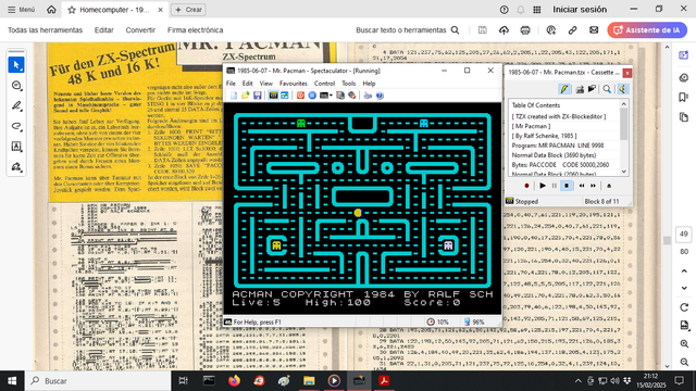Mr. Pacman", programa de la revista Homecomputer Jun/Julio 1985, terminado de copiar y funcionando.