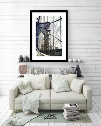 Brooklyn Bridge Snow framed print