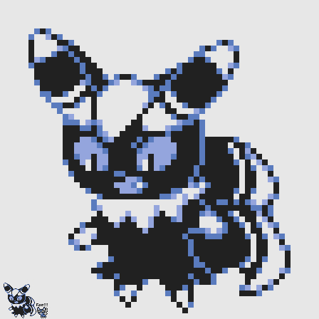 Pixel art of a male Meowstic who looks kinda offended.