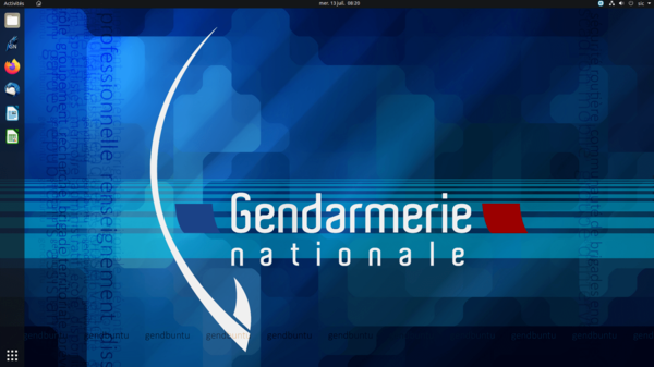 Screenshot of the Desktop with deskop background from a GendBuntu computer. Source: Wikipedia