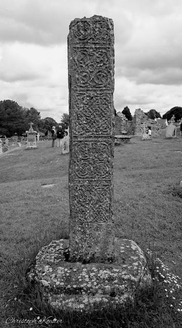 carved stone at Clonmacnoise (monochrome)