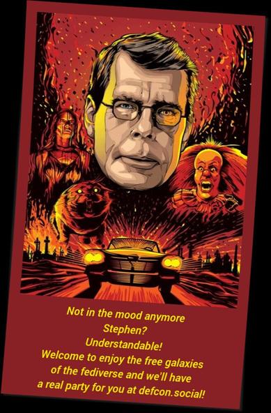 Stephen King Welcome Card 
after he left one hell for good ..