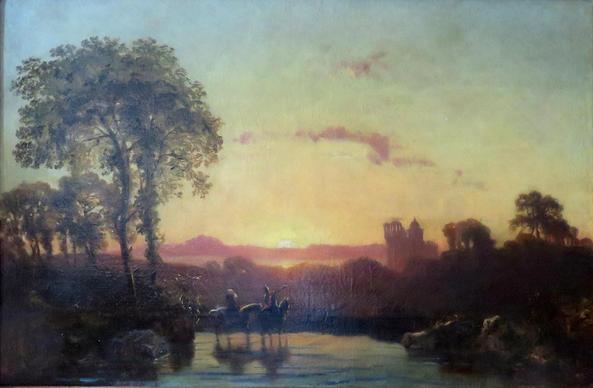 Qui l'opera PAESAGGIO CON CAVALIERI, olio su tela, cm. 80 × 53