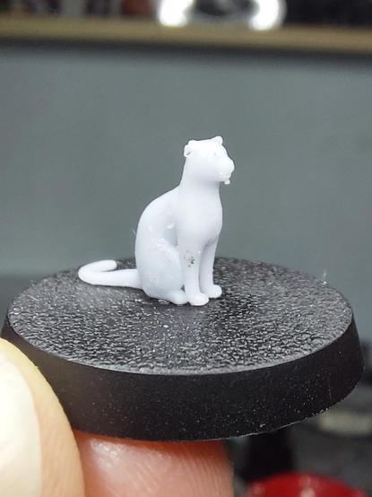 Resin printed cat sat on a 25 mm plastic base. I call it Bay Kedi, Mr Puss.