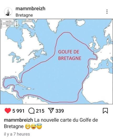Le golfe de Bretagne étendu jusqu'au golfe du Mexique.