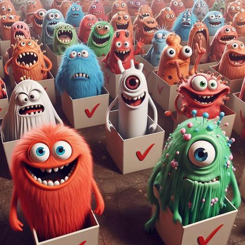 An AI generated image of a monsters voting.