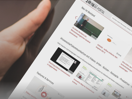 Ausschnitt der Startseite des TIB AV-Portals auf einem Tablet