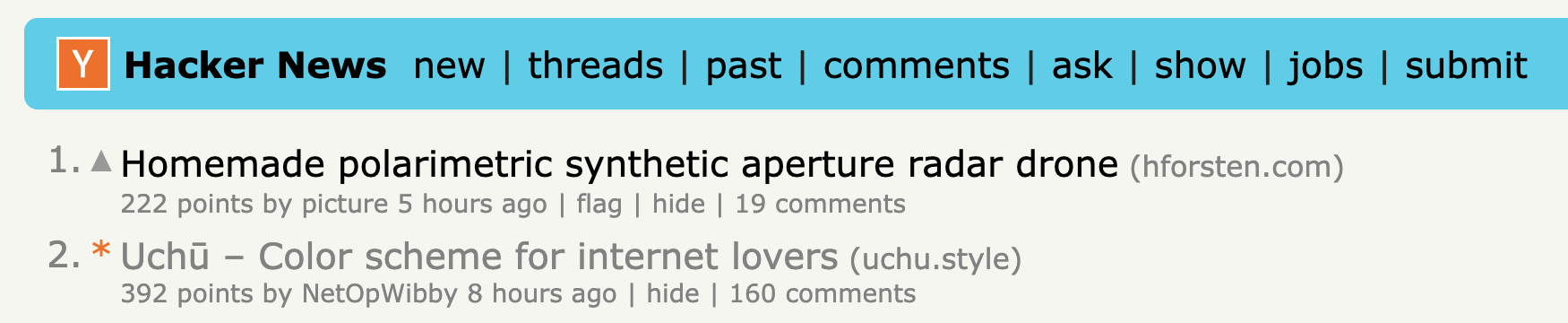 Link to https://uchu.style has reached the number two spot on HackerNews