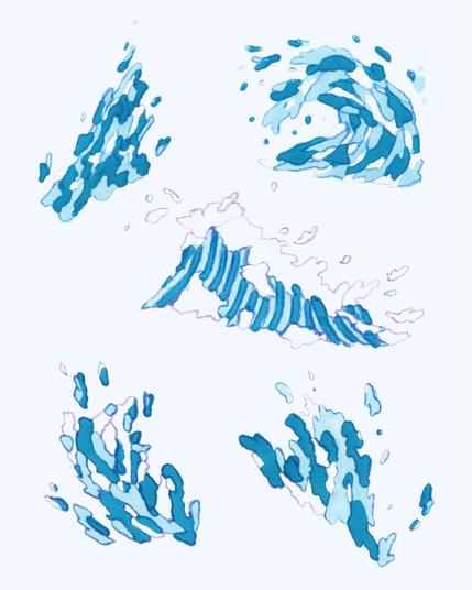 motifs flashs tattoo de vagues bleues