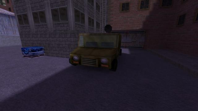 It's the same picture as before. Only from a slightly higher position. So you can now also see the antenna of the car. This is on the map cs_assault in the game Counter-Strike 1.6.