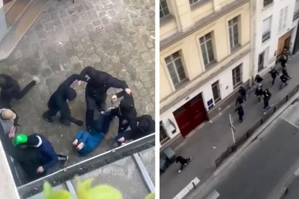 Attaque du local de l’Actit, le 16 février dans le Xe arrondissement de Paris. © Photomontage Mediapart