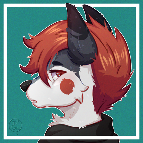 - Drawing Type:
Normal Style / Cell Shading / Icon

- [ 1 ] Character/s:
* Furry / Male / Wolf

- Background:
Flat Color

- Description:
Icon of a white wolf with grey details on his face and ears; also with red hair, eyes and a red circle on his face.. He's looking at the viewer pacefully