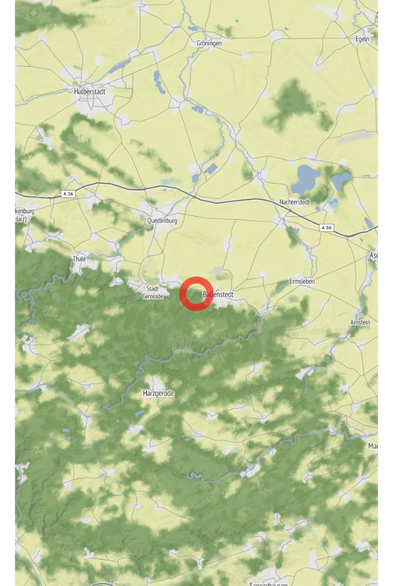 Map of the location of the observation: 06 Ballenstedt-Rieder, Germany, (latitude: 51.72, longitude: 11.2).