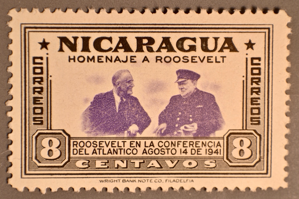 Commemorative, postage stamp of Roosevelt from Nicaragua