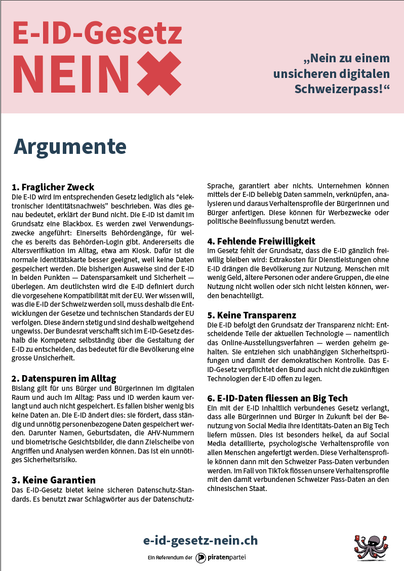 Seite mit Argumenten der Unterschriften Challenge