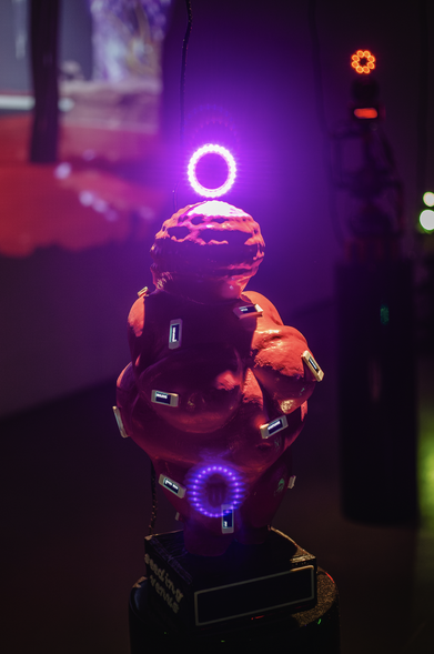 one of the interactive sculptures of model collapse. Based on the Venus of Willendorf.