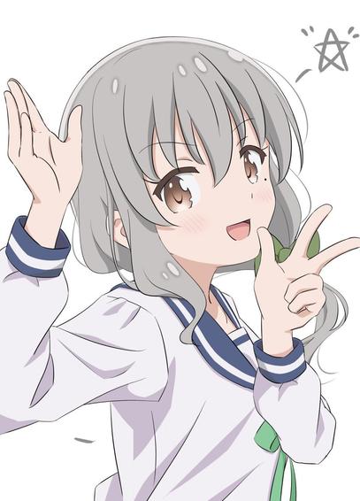 Little schoolgirl with sailor shirt, she is happy