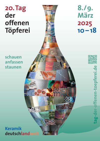 Plakat

Tag der offenen Töpferei

8./9. März 2025
10-18 Uhr
Keramik deutschlandweit 

Am zweiten März-Wochenende öffnen Deutschlands Keramikwerkstätten wieder ihre Türen. 520 Keramiker*innen in allen Bundesländern zeigen ihre Vielfalt und Kreativität:

https://www.tag-der-offenen-toepferei.de/