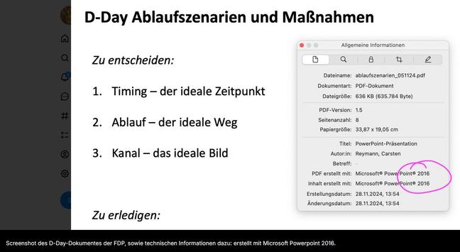 Dateiinformationen der Powerpoint- Präsentation D-Day der FDP Lindner Bundesregierung Saboteure.
