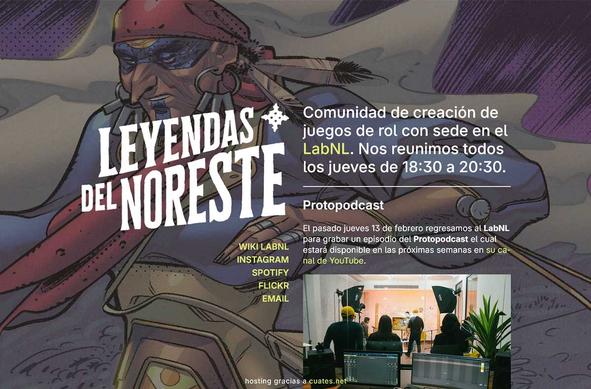 Captura de pantalla, página principal del sitio leyendasdelnoreste.com