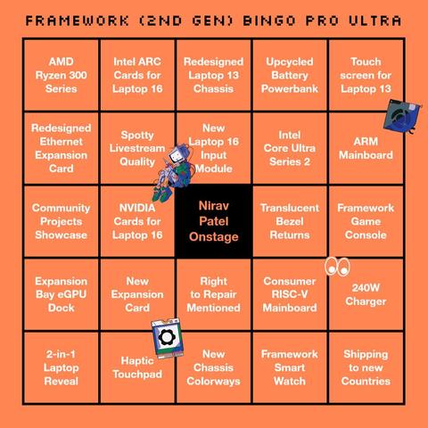 Framework bingo card for February event
