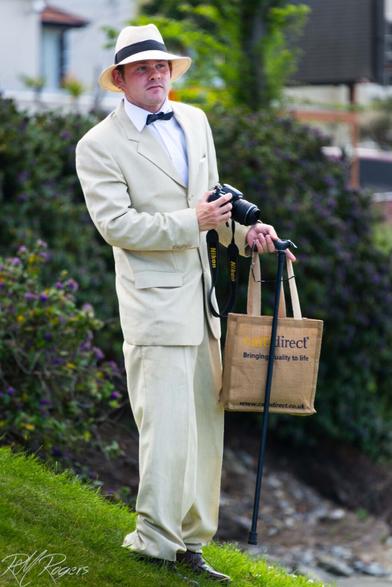 A young man dressed in character for the author James Joyce celebration of Bloomsday, in Dun Laoghaire, Ireland.