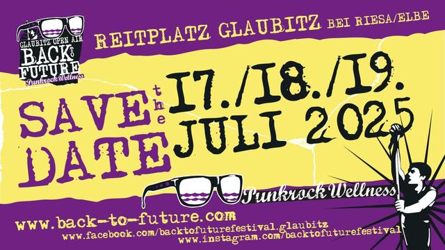 flyer für Back to Future, mit Save the date, 17.-19. Juli
punkrock wellness