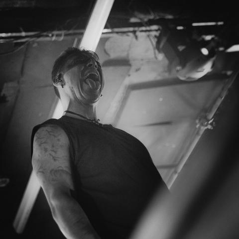 TesseracT singer showing tongue at the stage of Lutakko Club